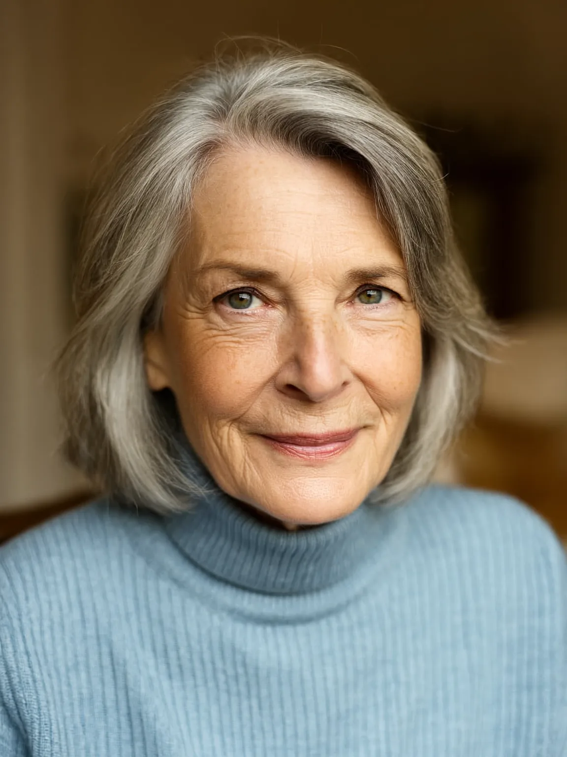 Silver Bob with Natural Greying and Side Bangs